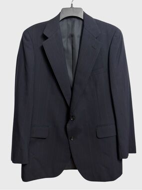 VTG Paul Stuart Men's Navy Pinstripe Wool Blazer 42R Made in Japan Hand Tailored